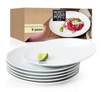 Moritz & Moritz BASIC set di piatti da 6 persone moderni - Ø 27 cm - Set di stoviglie di alta qualità in porcellana bianca - Set di 6 piatti piani perfetti come piatti da pranzo