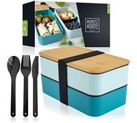 Moritz & Moritz Bento Box Giapponese blu - Lunch box perfetta per adulti e bambini - Schiscetta pranzo con scomparti - Contenitore pranzo Ideale per il lavoro, la scuola e in viaggio