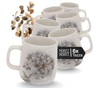 Moritz & Moritz BLOSSOM Set di 6 tazze da caffè in porcellana con design floreale, volume 380 ml, tazze ideali per caffè, tè, cappuccino e molto altro ancora, lavabili in lavastoviglie e adatti al