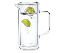 Moritz & Moritz Caraffa per acqua in vetro, 1 l, caraffa in vetro a doppia parete, 1 litro, per acqua, tè, succhi e caffè