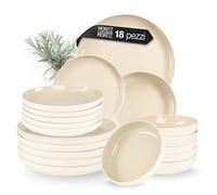 Moritz & Moritz CAVO Servizio di stoviglie in gres 6 persone 18 pz. - Servizio da tavola moderno nel colore sabbia - Facile da pulire, set di piatti e ciotole - Servizio da caffè