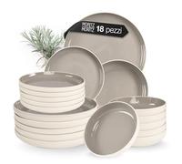 Moritz & Moritz CAVO - Servizio di stoviglie in gres per 6 persone, 18 pezzi - Servizio da tavola moderno nel colore Stone - Servizio combinato facile da pulire con set di piatti e ciotole - Servizio