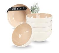 Moritz & Moritz CAVO - Set di 6 ciotole per cereali Almond, in grès stiloso e robusto per cereali, zuppe e insalate - Lavabile in lavastoviglie, adatto al microonde, ideale per uso quotidiano