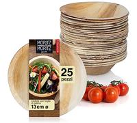 Moritz & Moritz ciotole usa e getta per feste di palma 25 pezzi - 25 ciotole monouso eleganti ca. 13 cm Ø, stoviglie biodegradabili piatti in foglia di palma - alternativa ai piatti in bambu