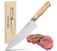 Moritz & Moritz Coltello da Chef 20 cm - Coltello da Cucina Professionale per Carne, Verdure e altro - Coltello Universale di Alta Qualità - Coltello da Cucina con Manico Ergonomico in Legno di Acacia