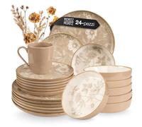 Moritz & Moritz MARIELLA Servizio di Stoviglie in Grès per 6 Persone, 24 Pezzi, Servizio da Cena Moderno in Beige con Design Giocoso, Servizio da Caffè di Facile Manutenzione con Set di Piatti