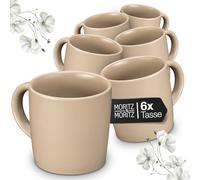 Moritz & Moritz NORDIC Set di 6 tazze da caffè beige - ca. 300 ml in gres di alta qualità - Design elegante con manico - tazze con manico per caffè, tè, cioccolata calda, cappuccino