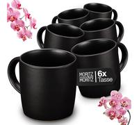Moritz & Moritz NORDIC Set di 6 tazze da caffè nero - ca. 300 ml in gres di alta qualità - Design elegante con manico - tazze con manico per caffè, tè, cioccolata calda, cappuccino
