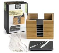 Moritz & Moritz set da 19 pz. Peppermint - Sottobicchiere in ardesia con pagliuzze di vetro e matita in gesso - Per bicchieri, tazze e finger food