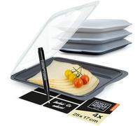 Moritz & Moritz Set da 4 Contenitore per Affettati Frigorifero Vaschette per Affettati da Frigo con Etichette adesive scrivibili