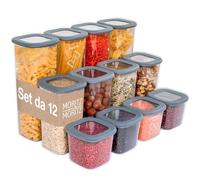 Moritz & Moritz Set di 12 barattoli con coperchio ermetici - Alimentare per la conservazione degli alimenti - Contenitori ermetici e impilabili - Set di barattoli per la conservazione in cucina