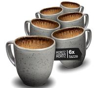 Moritz & Moritz - Set di 6 tazze da caffè ORGANIC - Set di tazze da caffè beige in robusto grès con unico sfumato colore - Set di tazze da caffè adatto alla lavastoviglie