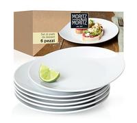 Moritz & Moritz set di piatti da dessert per 6 persone moderno - Ø 20,5 cm - Set di stoviglie in porcellana di alta qualità bianca - perfetti come piatti da torta e piatti per la colazione