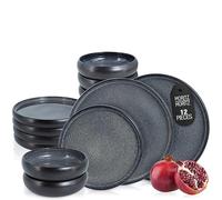 Moritz & Moritz Set di stoviglie in gres per 4 persone, 12 pezzi, set di ciotole e piatti in robusto gres porcellanato, servizio da tavola per 4 persone, serie Solid