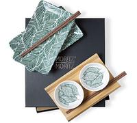 Moritz & Moritz Set di stoviglie per sushi per 2 persone, set da portata con 2 piatti per sushi, ciotole e bastoncini