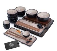 Moritz & Moritz Set Sushi Giapponese - Set Sushi per 4 Persone - 29 Pezzi - Set per Servire il Sushi con 3 Piatti per Sushi - 4x Piatti Sushi Giapponesi, Ciotola per Miso, Ciotoline e Bacchette