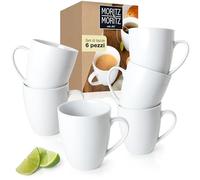 Moritz & Moritz Set Tazze da Caffè Americano 300ml - Tazze Colazione in Porcellana Bianca - 6 Pezzi per Caffè, Tè & Cioccolata Calda - Serie Basic
