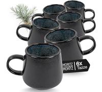 Moritz & Moritz SOLID Set di 6 tazze da caffè in gres resistente, volume 400 ml, lavabile in lavastoviglie e forno a microonde, perfetto per caffè, tè e molto altro ancora