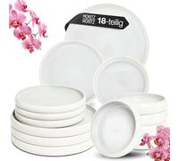 Moritz & Moritz SOLID UNI - Set di stoviglie per 6 persone, 18 pezzi, in gres porcellanato, adatto al microonde e alla lavastoviglie, per 6 persone