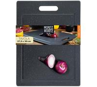 Moritz & Moritz Tagliere Plastica Grande 36 x 27,5 cm - Tagliere da Cucina con Effetto Granito - Tagliere Grande Nero Cucina con Piedini Antiscivolo, Apertura con Maniglia e Scanalature per Succo
