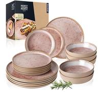 Moritz & Moritz TERRA 18 pz. Set di servizio piatti per 6 persone - Set di piatti servizio in porcellana Rosa di alta qualità - Set piatti 6 persone con 6 piatti da pranzo