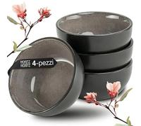 Moritz & Moritz VIDA Set da 4 ciotole miso 12 cm Ø - stoviglie giapponesi set in ceramica e legno di sandalo per zuppa di miso, dip e snack - Con vassoio