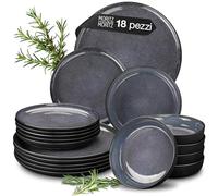 Moritz & Moritz VIDA - Set di stoviglie per 6 persone, colore blu, 18 pezzi, in porcellana, antigraffio, microonde e lavastoviglie, servizio da tavola, servizio da tavola per 6 persone