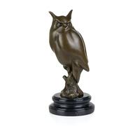 Moritz Scultura gufo in bronzo H 30,5 cm figura animale su base in marmo con feltro pesante design classico per interni esigenti e oggetto da collezione elegante.
