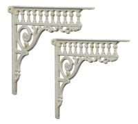 Moritz Set di staffe per mensole, 27 x 22 cm, angolo da parete, libreria, scaffale in ghisa, stile antico