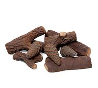 Moritz, set in legno ceramico da 9 pezzi, legno decorativo, per caminetti a etanolo biologico, caminetti a gas, caminetti in gel, legno in ceramica