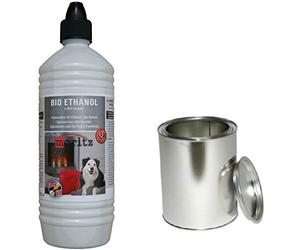 Moritz Starter Set 1 x 1000 ml Bioetanolo + 2 x lattine da 250 ml con coperchio per bruciatori, camino, stufa, bruciatori di sicurezza, pasta combustibile