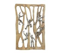Moritz Statuetta decorativa Together We Rise, 50,5 cm, in legno di mango e alluminio, decorazione da parete con figure rampicanti, simbolo di lavoro di squadra, coesione e motivazione, scultura