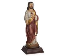 Moritz Statuetta di Gesù Cristo 13,5 cm - Statua di santo dipinta a mano con cuore sacro - Decorazione cristiana in resina per altare e sala di preghiera