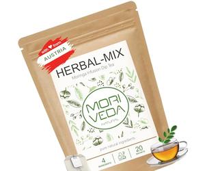 MoriVeda® Moringa Oleifera Dip Tea Miscela di erbe, 20 bustine I 100% vegano, senza fruttosio e senza glutine I Certificato USDA e ISO (20 bustine di erbe)