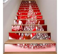 Morkite 3D Adesivi Murali Scale Decorazioni Natalizie Adesivo per Scale Rimovibile Scale Natalizie Albero di Natale Adesivi murali in Vinile Rimovibili per gradini di Scale Decorazioni Natalizie