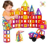 morkka Blocchi Magnetici 124 Pezzi - Set Completo STEM 3D | Ampia varietà per costruire torri, macchine e strutture. Favorisce lavoro di squadra e pensiero spaziale.