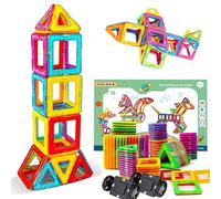 morkka Blocchi Magnetici 46 Pezzi - Iniziazione STEM 3D +3 | Pezzi arcobaleno per torri e figure. Perfetto per primi passi nel 3D. Sviluppa motricità e riconoscimento forme.