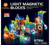 morkka Pista Magnetica con Luci 75 Pezzi - Costruzioni 3D STEM | Tracciati modulari che si uniscono e ridisegnano. Crea circuiti 3D. Sviluppa logica. Ideale per 3-12 anni.