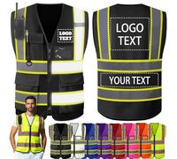 Morlavid Gilet di Sicurezza Personalizzabile con Logo Gilet Riflettenti ad Alta Visibilità Personalizzate con 3 Bicolore Personalizzabili per il Lavoro,Black