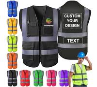 Morlavid Personalizzabile Gilet Alta Visibilità con Tasche Personalizzate Gilet di Sicurezza Riflettenti Personalizzati con Logo/Testo per Uomo Donn Alavoro,stile 3
