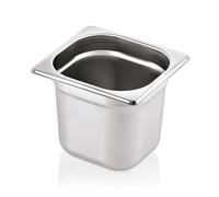 Morleos Contenitore GN 1/6 in acciaio inox 176 x 162 mm, impilabile e antiruggine, accessorio per la ristorazione, eventi e catering in robusto acciaio da 0,7 mm, (150 mm - 2,4 L)
