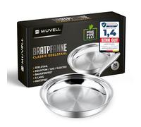 Morleos Padella in acciaio inox 18/10, 28 cm, non rivestita, 5 strati, 3 mm, 1,35 kg, in acciaio inox per induzione, lavabile in lavastoviglie e utilizzabile in forno fino a 400 °C, di alta qualità