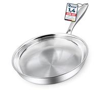 Morleos Padella in acciaio inox 18/10, 32 cm, non rivestita, 5 strati, 3 mm, 1,67 kg, in acciaio inox per induzione, lavabile in lavastoviglie e utilizzabile in forno fino a 400 °C, di alta qualità