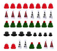 MorLuks 40 Pezzi Mini Cappello Natalizio, Mini Cappellini Babbo Natale, Mini Cappellini Natale, Mini Cappello Decorativo, Decorazioni Natalizie per Tavola, Mini Decorazioni Natalizie Accessori