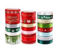 MorLuks Nastri Natalizi 20 Rotoli 3 Dimensioni, Nastro Natalizio per Decorazioni, Nastri Natalizi per Albero di Natale, Christmas Ribbon con Colore Diverso per Decorazione Natale Cucito DIY