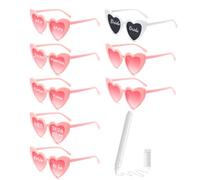 MorLuks Occhiali da Sole Cuore e Pennarelli, 8 Paia Occhiali da Festa Fai Da Te, Occhiali da Sole Retro per Matrimonio Compleanno Carnevale Festa