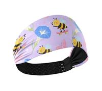Morning Glory Fiore Viola Divertenti api antiscivolo fasce per adulti per le donne Fascia elastica per il sudore per allenamenti tennis Atletica Sport lavaggio viso