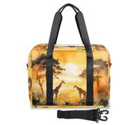 Morning Sun, borsone da viaggio con giraffa della foresta africana, per donne e uomini, borsa da viaggio per il fine settimana, 32 l, grande, per sport, palestra, yoga, Colore, 32L, Organizer per