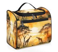 Morning Sun, trousse da viaggio con giraffa della foresta africana, per donne, uomini, bambini, ragazze e ragazzi, borsa da toilette da 11,2 l, borsa da bagno da appendere per articoli da toeletta,