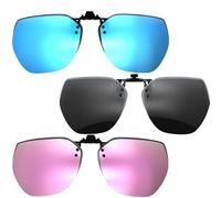 Mornly Confezione da 3 clip per occhiali da sole con 2 panni in microfibra polarized UV400 clip per occhiali da indossare in vetro grigio brillante/blu/rosa set di lenti per guida e attività